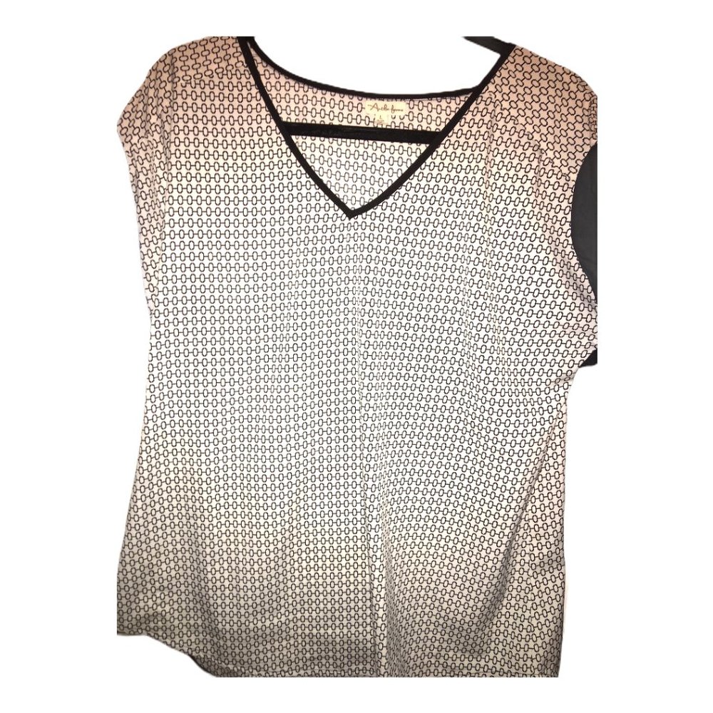 ANTILIA FEMME Blouse Size L Sleeveless Black White